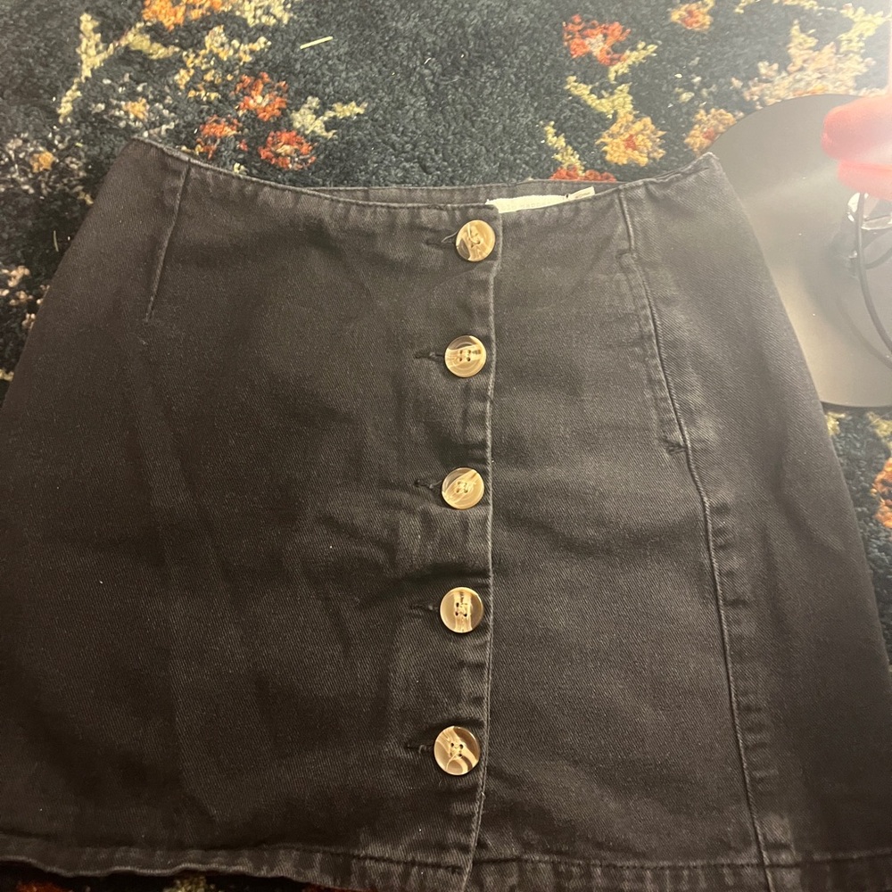 Blu Pepper Black Mini Skirt with Gold Buttons
